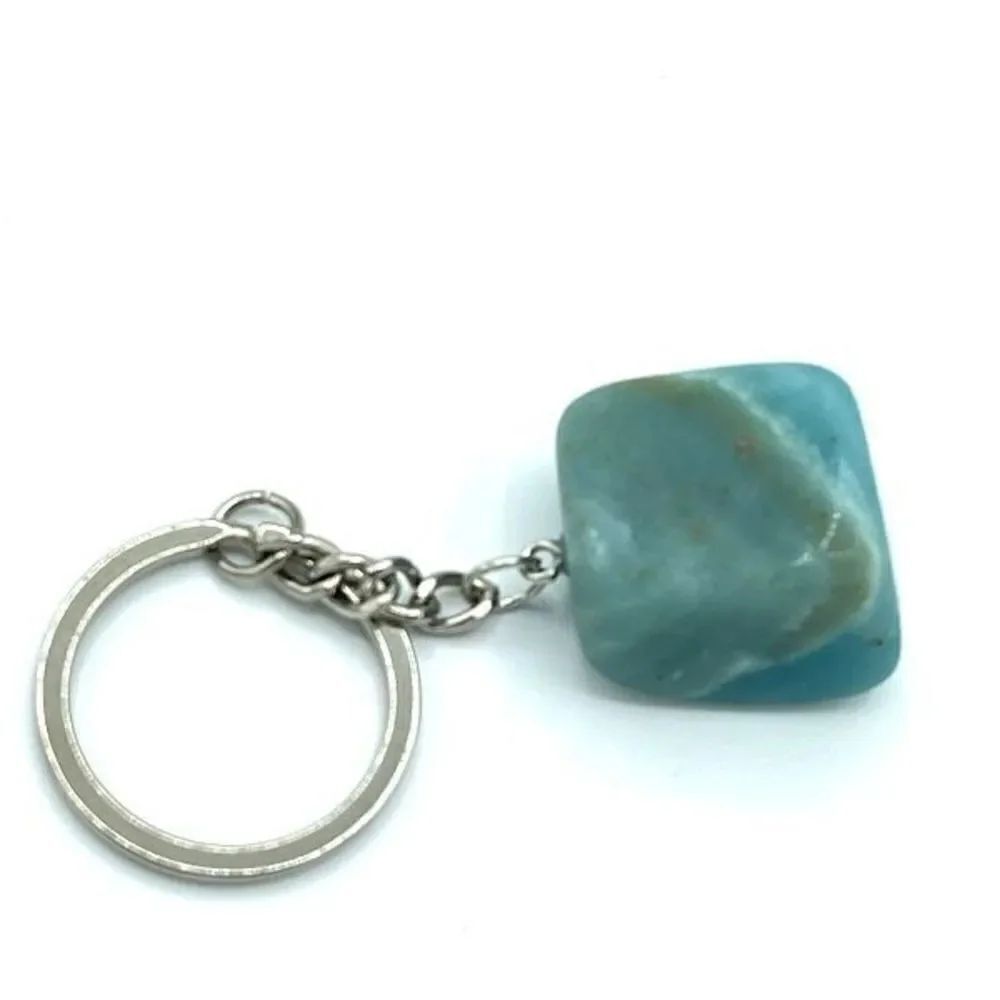 Amazonite tumble keychain key ring pendant chain NEW hand crafted luck fortune l